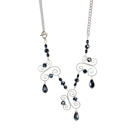 Collar Con Alambre Y Cristal Negro