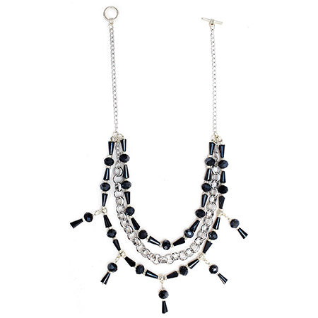 Collar Con Cadena Negro Plata