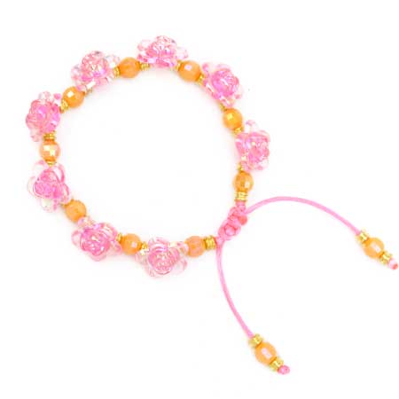 Pulsera Rosa-Amarillo Con Flores
