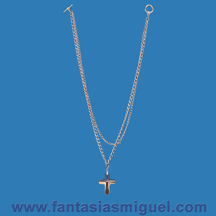 Collar De Cadena Con Dije De Cruz Cristal Plata