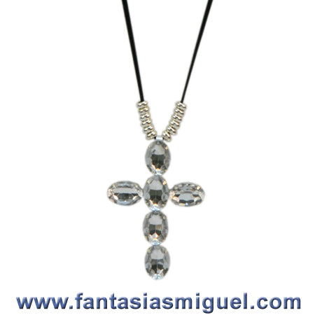 Cruz De Piedra C/ Casquillo Y Gamuza Negra