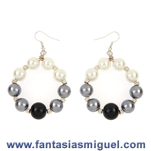 Aretes De Perlas Negra/ Gris/ Blanco
