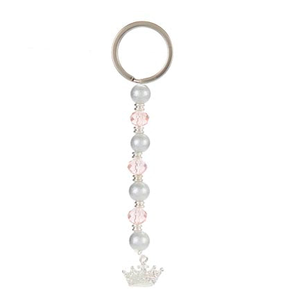 Llavero De Rondel Y Perla Con Dije De Corona