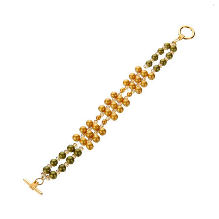 Pulsera Oro-Verde Con Perlas Destello