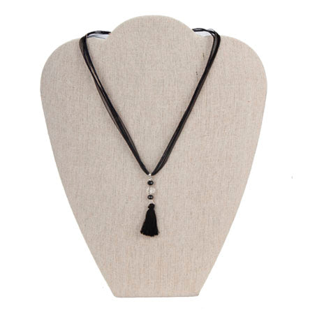 Gargantilla Organza Negro Con Rondeles Y Borla