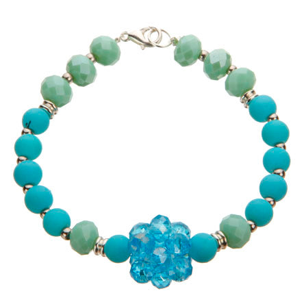 Pulsera Azul-Menta Con Cuentas Caucho Y Rondel