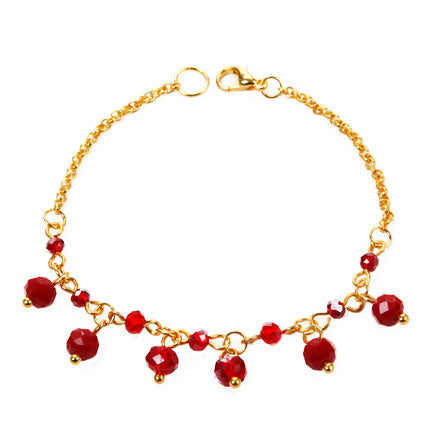 Pulsera De Cadena De Oro Con Rondeles Rojo
