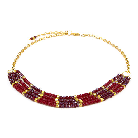 Collar Rojo-Oro Con Cadena