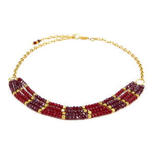 Collar Rojo-Oro Con Cadena