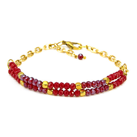 Pulsera Con Cadena Y Rondeles Rojo