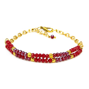 Pulsera Con Cadena Y Rondeles Rojo