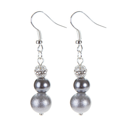 Aretes Perla Gris Con Cristal