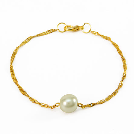 Pulsera De Cadena Oro Con Perla