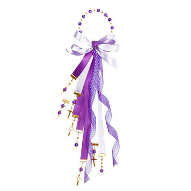 Fantasías Miguel Clave:LC1258 Bendición Morado-Blanco Con Cruces Oro