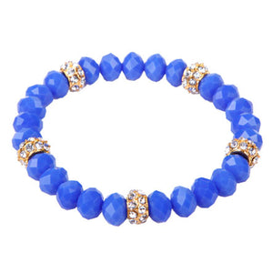 Pulsera Azul Con Rondel De Cristales
