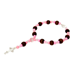 Pulsera Decenario Rosa Con Cuentas De Madera