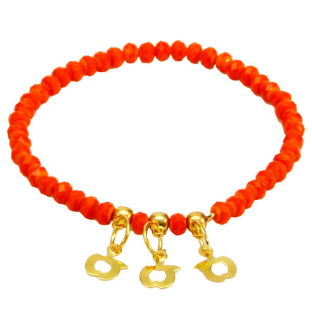 Pulsera Rojo Con Dijes De Manzana