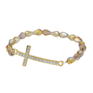 Pulsera Cristales De Miel Y Cruz