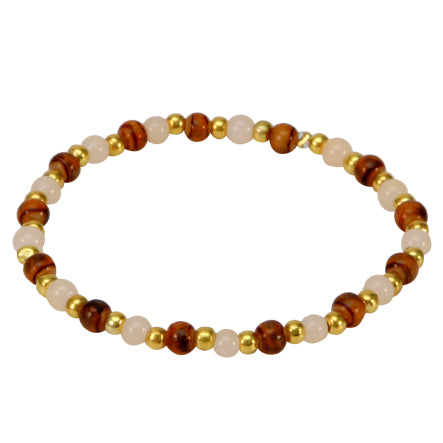 Pulsera Café Con Cuentas De Metal Oro