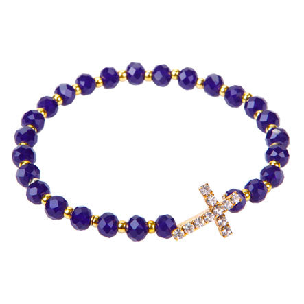 Pulsera De Rondeles Azul  C/ Cruz Curva De Cristales