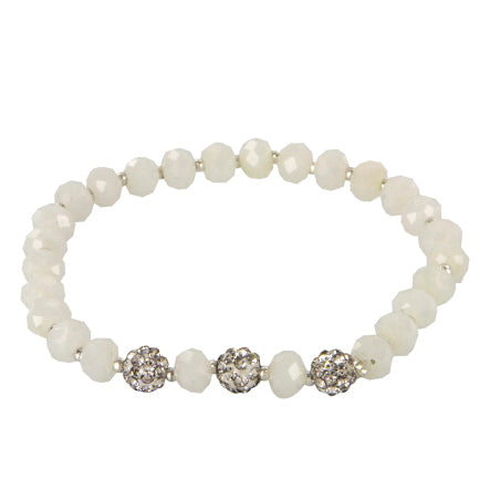 Pulsera Blanca Con Piedras De Cristal