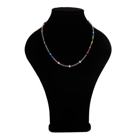 Collar De Cadena Con Cuentas Redonda De Cristales Y Perlas Multicolor