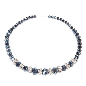 Collar Con Rondeles Negros Y Cuenta Con Piedra