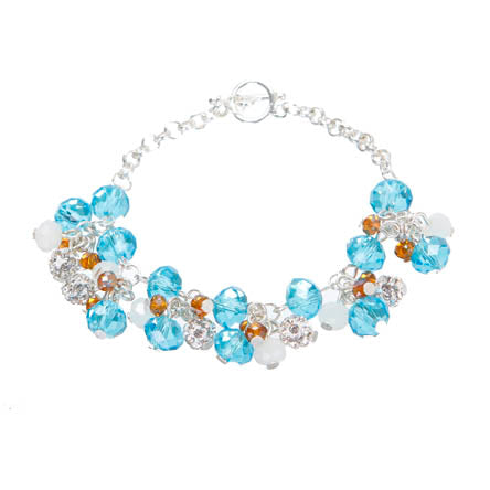 Pulsera De Rondel Turquesa/Blanco/Topacio