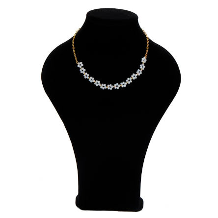 Collar Con Cadena Y Rondel Blanco