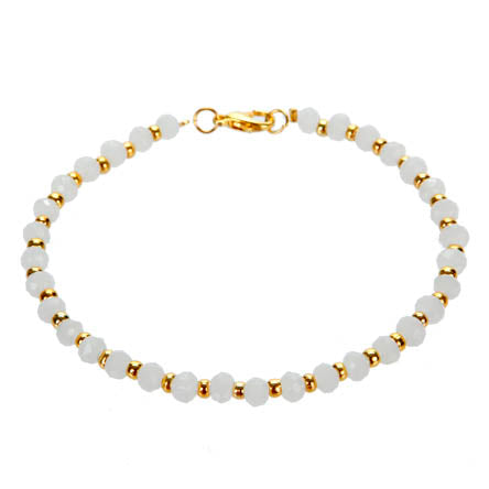 Pulsera Con Rondeles Blancos Y Crim Oro