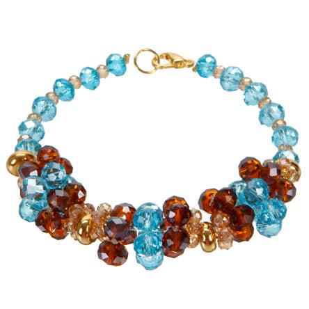 Pulsera Con Rondeles Azul, Miel Y Topacio