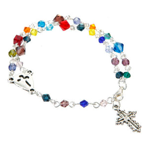 Pulsera Con Cruces Y Cristales De Colores