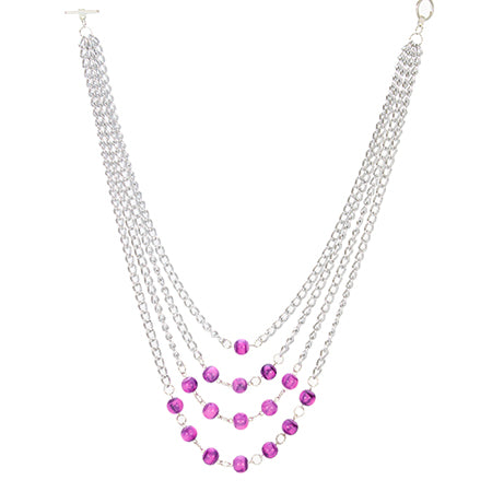 Collar Con Cadenas  Plata / Amatista