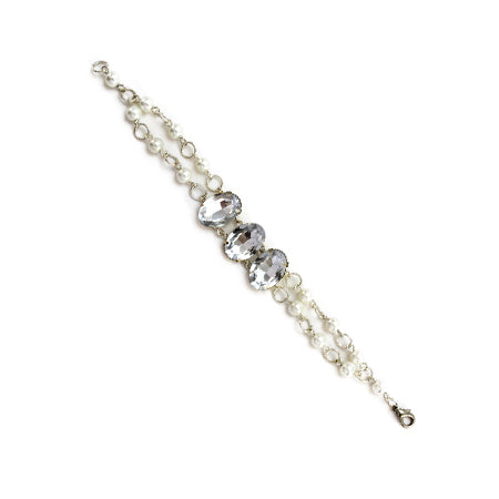 Pulsera Con Perlas Y Tres Cristales