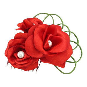 Tocado Rojo Con Rosas