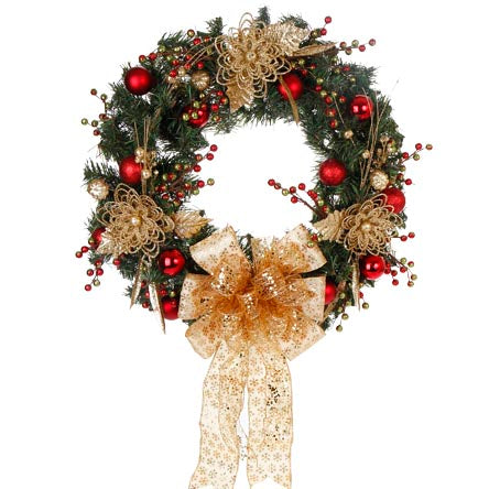Corona Con Pick Navideño Cereza/Nochebuena Y Cerezas 2 Tonos Diamantado