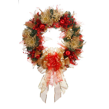 Corona Rojo/Oro Con Pick Navideño