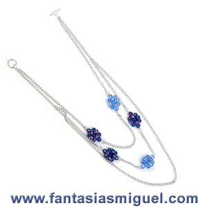 Collar Con Cuenta Facetada Zafiro