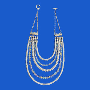 Collar Blanco-Plata Con Perlas Y Cristal Ab