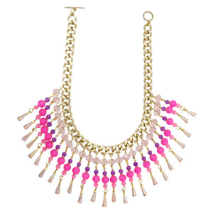 Collar Oro Con Cuentas Fiusha-Lavanda
