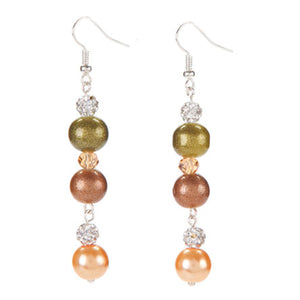 Aretes Largos De Perlas Multicolor