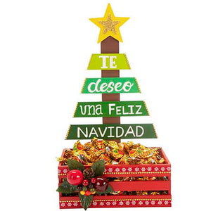 Huacal Con Pino Navideño Y Estrella Dorada
