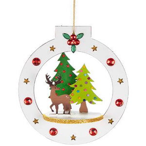 Esfera 3d Con Reno Y Pinos