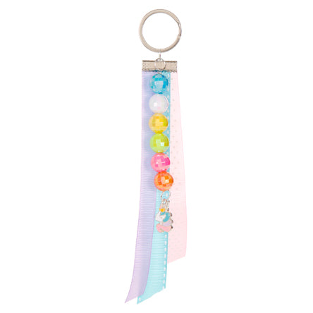 Llavero Unicornio Con Cuenta Facetada Multicolor
