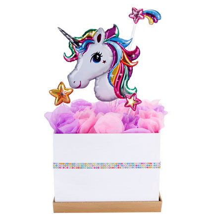 Centro De Mesa Con Calcomanía Unicornio Y Flores De Papel China