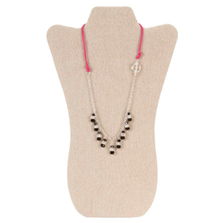 Collar Plata-Fiusha Con Cadena Y Cordón Imitación Piel