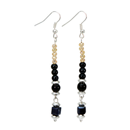 Aretes De Plata Con Perlas Negro-Miel