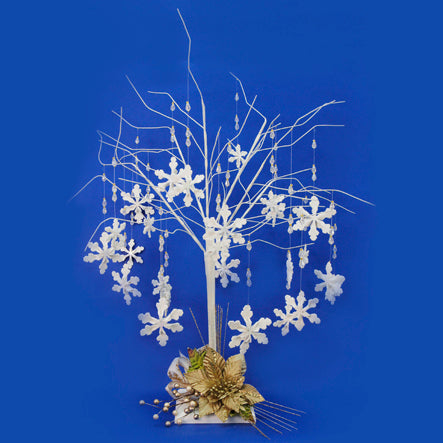 Árbol De Invierno Con Copos De Nieve