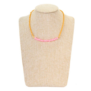Collar De Cadena Oro Con Perlas Destello Rosa
