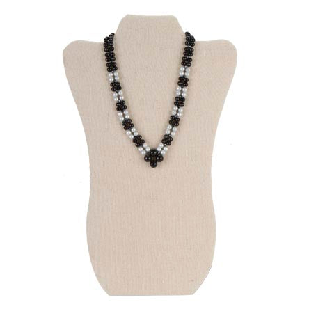 Collar De Rondeles Y Perlas Negro/Plata